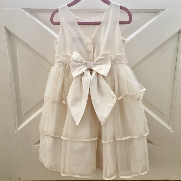 Janie and Jack Special Occasion Cream Silk Dress - Picture 4 of 8